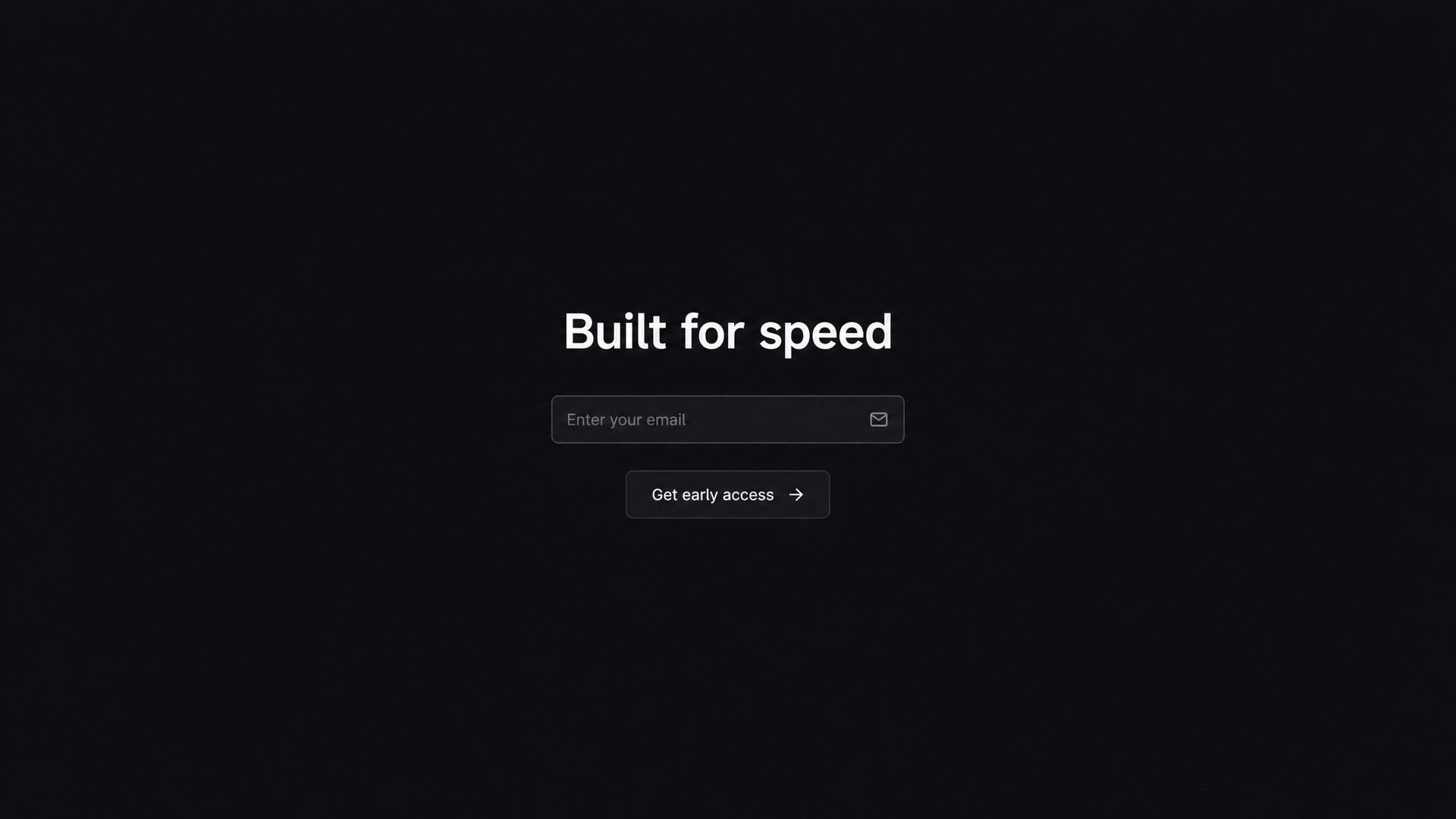 Minimal dark waitlist landing page example: a single line of copy and one email field, using craft as the proof